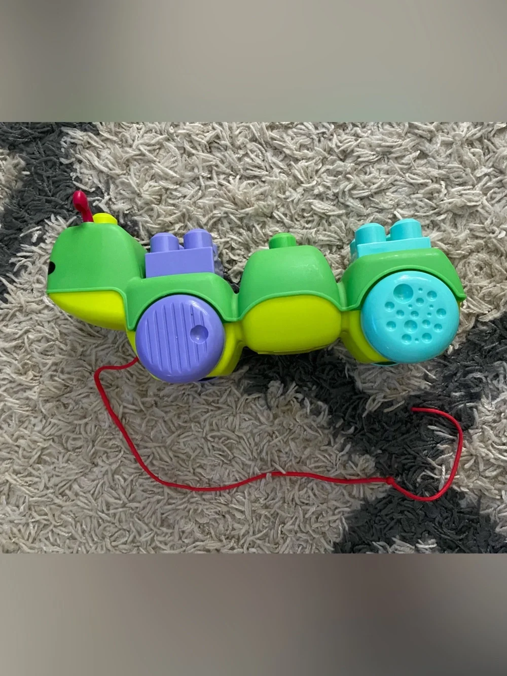 Mega Bloks Kids Pull-Along Stacking Caterpillar Toy - Green 14 Inch length